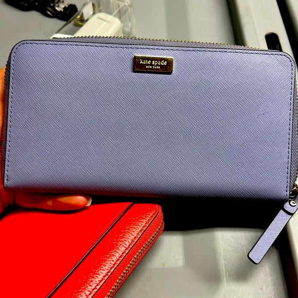 Kate Spade Blue/Purple Leather Zip Wallet - Picture 1 of 5
